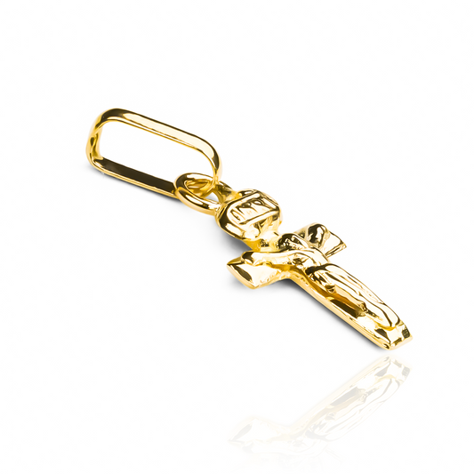 Dije Mini Cristo INRI JT de oro 18K de Joyería Caracas. Con su garantía de por vida.