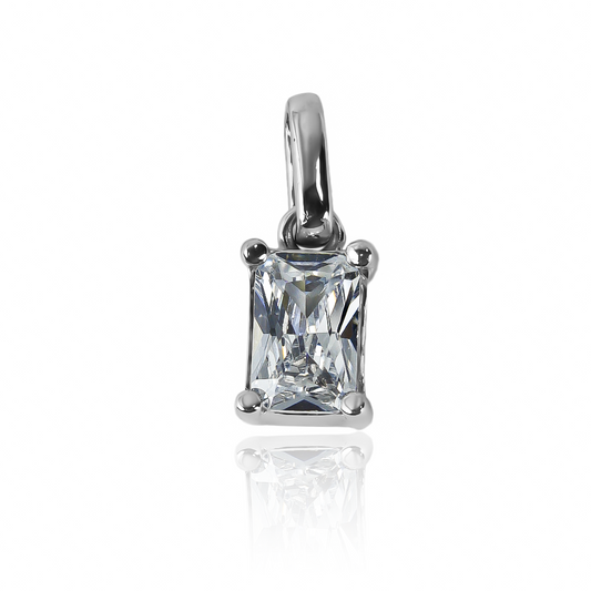 Dije Rectangle blanco, creado con elegante oro 18K de la exclusiva Joyería Caracas. Con garantía de por vida.
