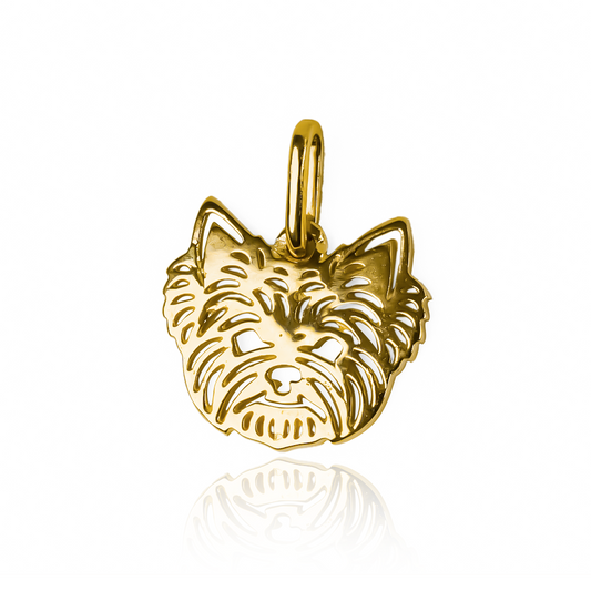 Dije Yorkie, elaborado con oro de 18K. Diseñado por Joyería Caracas, este dije es una joya atemporal con garantía de por vida.