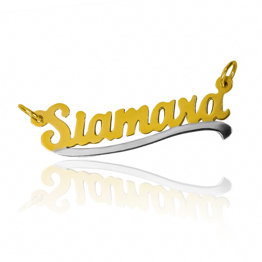 Dije de Nombre personalizado Siamara. Hecho en Oro 18K y creado por Joyería Caracas, te ofrecemos una garantía para toda la vida.