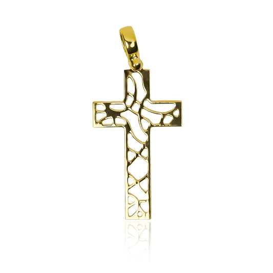 Dije Cruz design I fabricado en oro de 18K por Joyería Caracas. Cuenta con garantía para toda la vida.