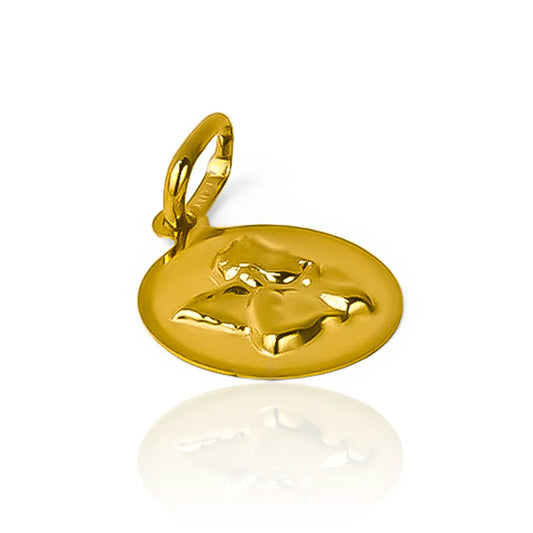Dije Angelito placa I está confeccionado en oro 18K de la prestigiosa Joyería Caracas. Con garantía de por vida.
