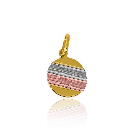 Dije Placa redonda 3 oros I de Joyería Caracas, confeccionado en Oro 18K de la más alta calidad. Con su diseño exclusivo y garantía de por vida.