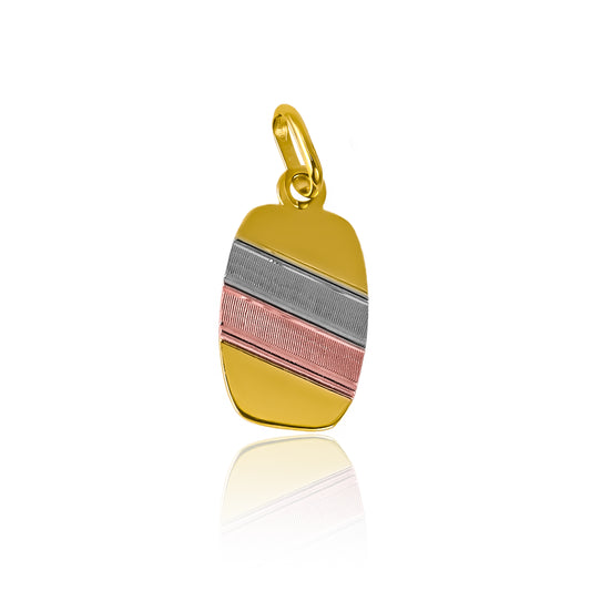 Dije Placa 3 oros I de Joyería Caracas, confeccionado en Oro 18K de la más alta calidad. Cuenta con garantía de por vida.