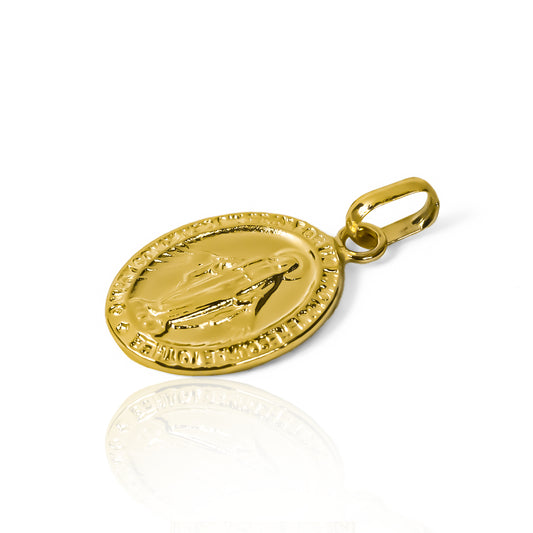 Dije Virgen milagrosa XXL JT, fabricado en oro 18K por Joyería Caracas, cuenta con garantía para toda la vida.