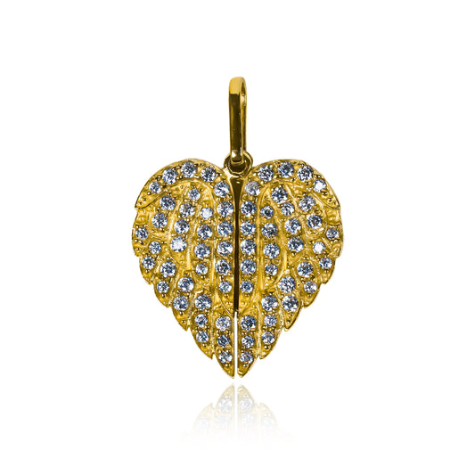 Dije Corazón Alas Crystal Jc elaborado por Joyería Caracas en oro 18K, cuentan con garantía de por vida.