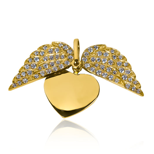 Dije Corazón Alas Crystal Jc elaborado por Joyería Caracas en oro 18K, cuentan con garantía de por vida.