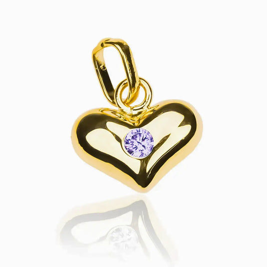 Dije Corazón soplado con centro de cristal. Hecho de oro 18K y diseñado por Joyería Caracas, cuenta con garantía de por vida.