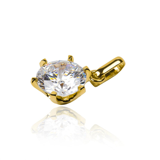 Dije Big crystal elaborado por Joyería Caracas en oro de 18 quilates, cuentan con certificado de calidad y garantía de por vida.