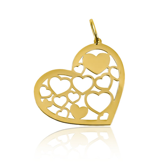 Dije Corazón con corazones I, elaborado en oro 18K por Joyería Caracas. Con garantía para toda la vida.