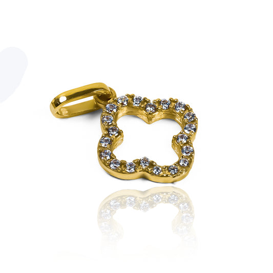 Dije Trébol Croquis M, fabricado en oro de 18K por Joyería Caracas, cuenta con certificado de calidad y garantía de por vida.