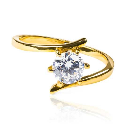 Anillo de Compromiso Diz de Joyería Caracas, hecho en oro 18k con certificado de calidad y garantía de por vida.