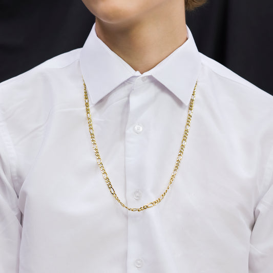 Cuello de hombre con cadena en tejido Cubano de 70 cm en oro amarillo de 18 quilates, hecho en Joyería Caracas.