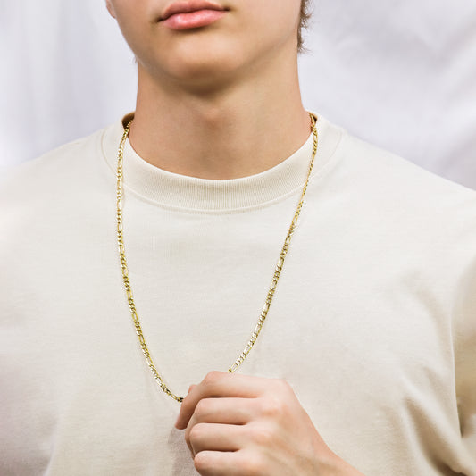 Cuello de hombre con cadena en tejido Cubano 3x1 de 70 cm en oro amarillo de 18 quilates, hecho en Joyería Caracas.