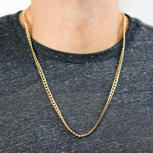 Cuello de mujer con cadena en tejido cubano de 60cm en oro amarillo de 18 quilates, hecho en Joyería Caracas.