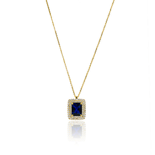 Gargantilla Blue Lady Rectangle, fabricado en oro 18k por Joyería Caracas, cuenta con un certificado de calidad y garantía de por vida.