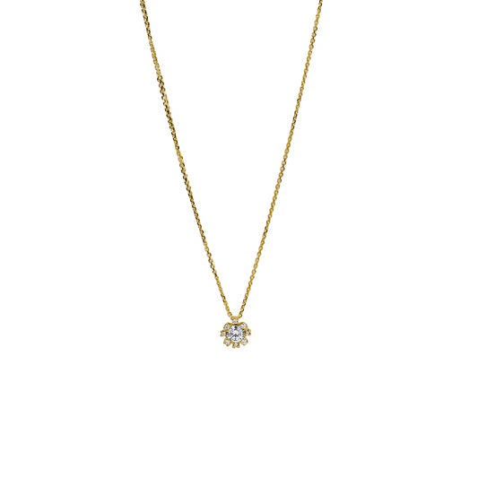 Gargantilla Flor Cristales I, fabricada en oro 18k por Joyería Caracas, cuenta con un certificado de calidad y garantía de por vida.