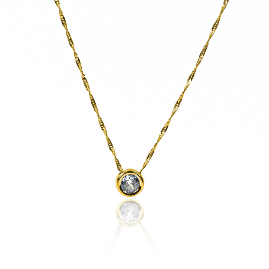 Gargantilla Singapur Dona Pasante #5, fabricado en oro 18K por Joyería Caracas, cuenta con un certificado de calidad y garantía de por vida.