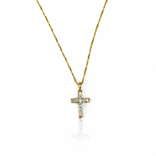 Gargantilla Cruz Veneciana I, fabricada en oro 18k por Joyería Caracas, cuenta con un certificado de calidad y garantía de por vida.