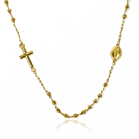 Gargantilla Denario Diamantado I, fabricada en oro 18K por Joyería Caracas, cuenta con un certificado de calidad y garantía de por vida.