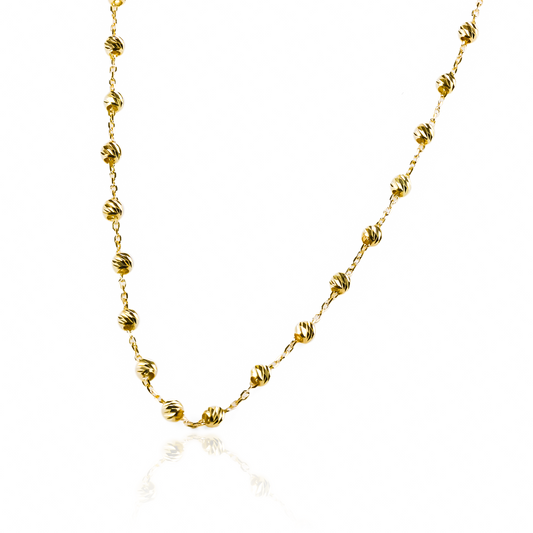 Gargantilla Facetada M I, fabricada en oro 18k por Joyería Caracas, cuenta con un certificado de calidad y garantía de por vida.