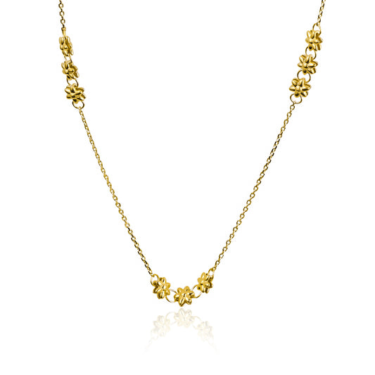 Gargantilla Flower Garden, fabricado en oro 18K por Joyería Caracas, cuenta con certificado de calidad y garantía de por vida.