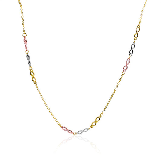 Gargantilla Infinites Tricolor, fabricado en oro 18K por Joyería Caracas, cuenta con certificado de calidad y garantía de por vida.