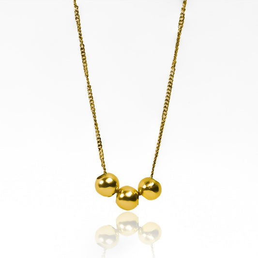 Gargantilla Mini Cubana 50 Esferas Lisas, fabricado en Oro 18K por Joyería Caracas, cuenta con certificado de calidad y garantía de por vida.