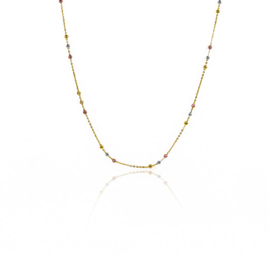 Gargantilla Special sphere 3 oros M40, fabricada en oro 18k por Joyería Caracas, cuenta con un certificado de calidad y garantía de por vida.