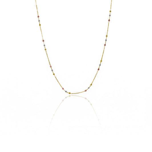 Gargantilla Special sphere 3 oros 40, fabricada en oro 18k por Joyería Caracas, cuenta con un certificado de calidad y garantía de por vida.