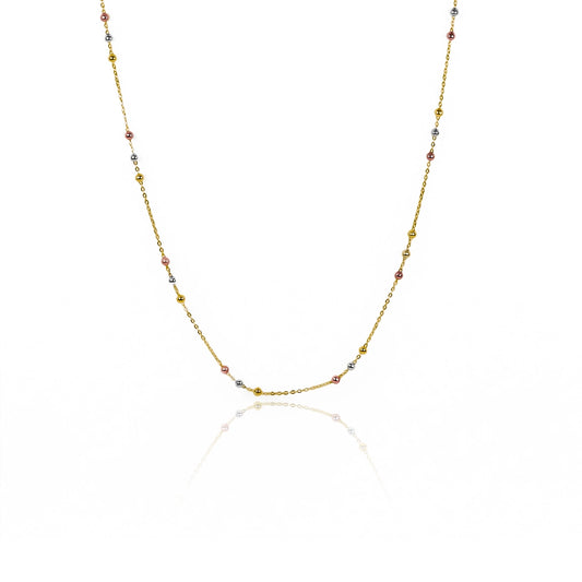 Gargantilla Special sphere 3 oros M45, fabricada en oro 18k por Joyería Caracas, cuenta con un certificado de calidad y garantía de por vida.