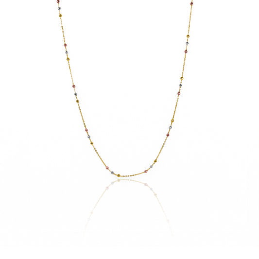 Gargantilla Special sphere 3 oros 45, fabricada en oro 18k por Joyería Caracas, cuenta con un certificado de calidad y garantía de por vida.