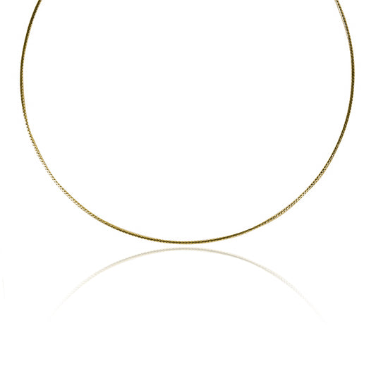 Gargantilla Guaya espiga, fabricado en oro 18K por Joyería Caracas, cuenta con un certificado de calidad y garantía de por vida.