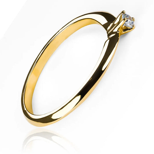 Anillo de compromiso knife de Joyería Caracas en oro 18k. Con certificado y garantía de por vida, este anillo será una hermosa pieza en tu colección.