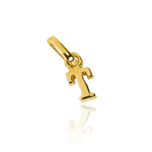 Dije Letra T mini JC. Hecho en Oro 18K de la famosa Joyería Caracas, cuenta con garantía de por vida.