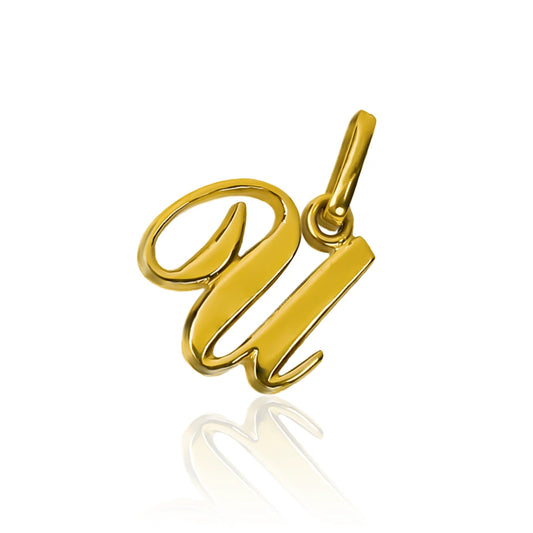 Dije Letra U cursiva Classic JC. Hecho con oro 18K y diseñado por Joyería Caracas, cuenta con garantía de por vida.