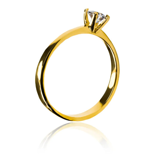 Anillo de compromiso Piramid Mini, fabricado en oro 18k, viene acompañado de un certificado de calidad y garantía de por vida.