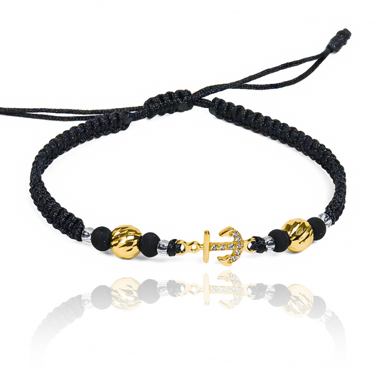 Pulsera Ancla + Esferas #6 de oro 18K de Joyería Caracas. Diseñada para durar toda la vida, viene con garantía para toda la vida.