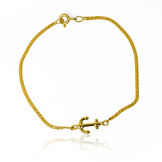 Pulsera Bismarck Style - Ancla JT elaborada en oro de 18K por Joyería Caracas. Además, cuenta con una garantía de por vida.