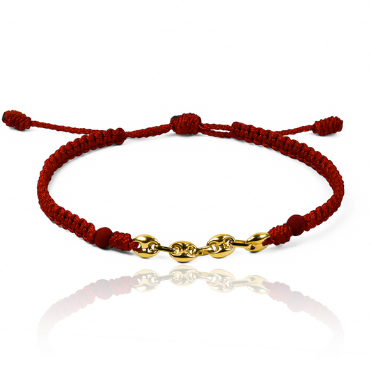 Pulsera Calabrote - Tejida de Joyería Caracas está hecha en oro 18k, con detalles en hilo coreano y terlenca, además de bisutería de calidad. Con garantía de por vida y sin costo adicional.