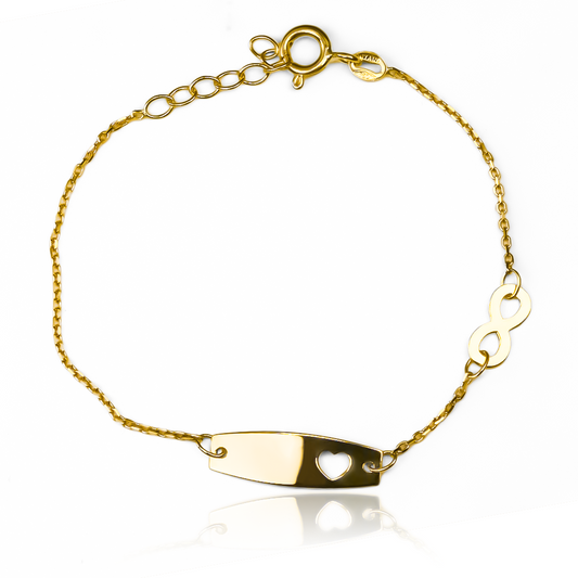 Pulsera Corazón calado infinito I en Oro 18K. Hecha por Joyería Caracas, esta pulsera es sinónimo de sofisticación y calidad. Con garantía para toda la vida.