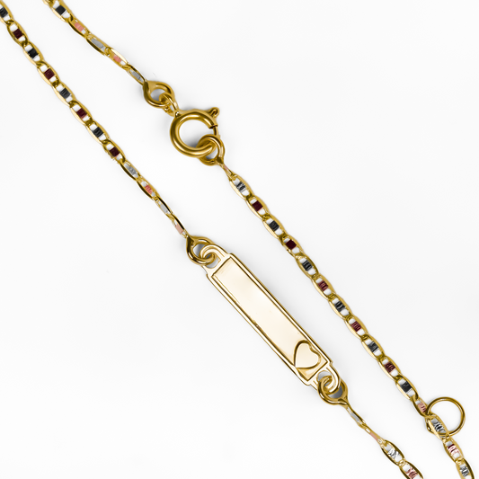 Pulsera Escalera 3 oros Corazón S. Hecha de Oro 18K y diseñada por Joyería Caracas. Con su garantía de por vida.