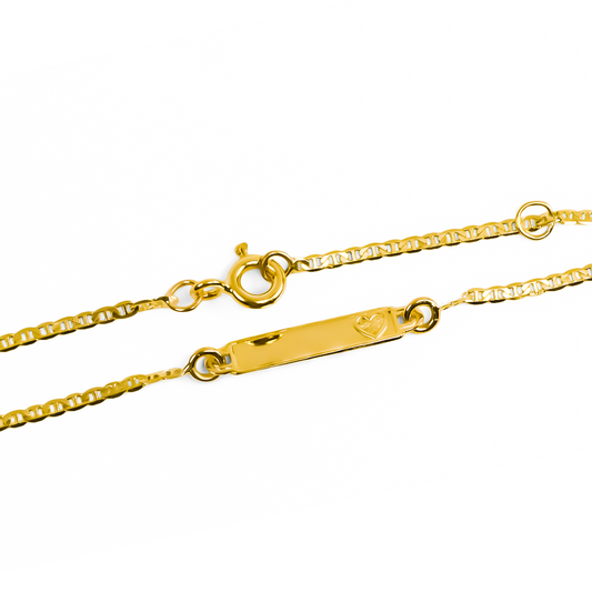 Pulsera Escalera Plana Corazón. Hecha de Oro 18K y diseñada por Joyería Caracas, esta pulsera es una obra de arte que refleja elegancia y exclusividad. Con garantía para toda la vida.