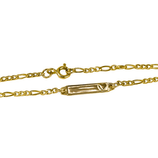 Pulsera esclava 3x1 con placa en forma de corazón alto, confeccionada en exquisito oro 18K por la reconocida Joyería Caracas. Además, cuenta con garantía de por vida.