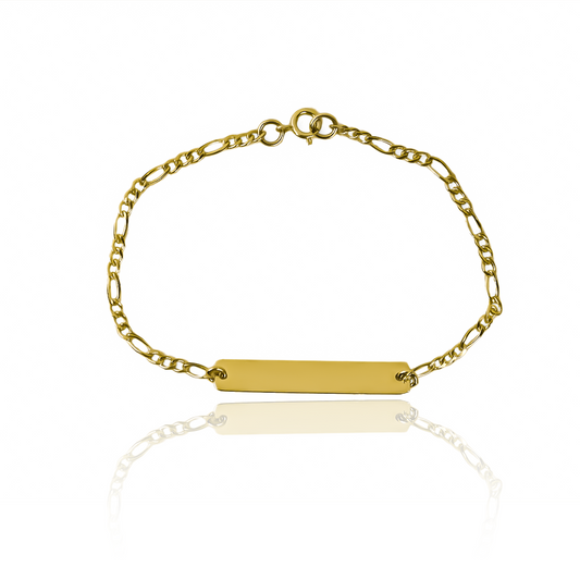 Pulsera Esclava 3x1 con placa lisa en Oro 18K. Diseño de Joyería Caracas con garantía de por vida.