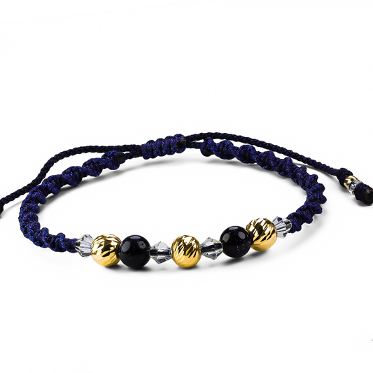 Pulsera Esferas Facetadas #6 x 3 + #3 x 2 de Joyería Caracas está elaborada en oro 18k, con detalles en hilo coreano y bisutería de calidad. Con garantía de por vida y sin costo adicional.