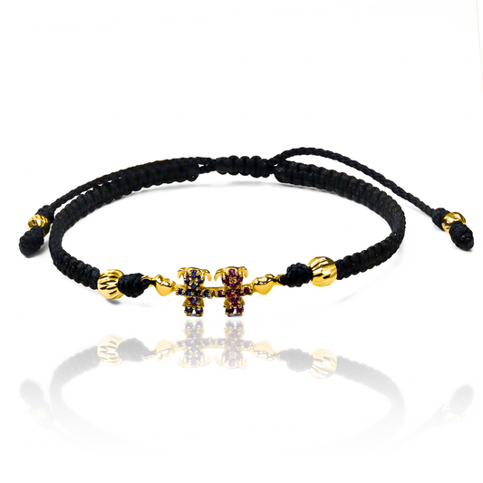 Pulsera Girls + Esferas Facetadas de Joyería Caracas está elaborada en oro 18k, con detalles en hilo coreano y bisutería de calidad. Con garantía de por vida y sin costo adicional.