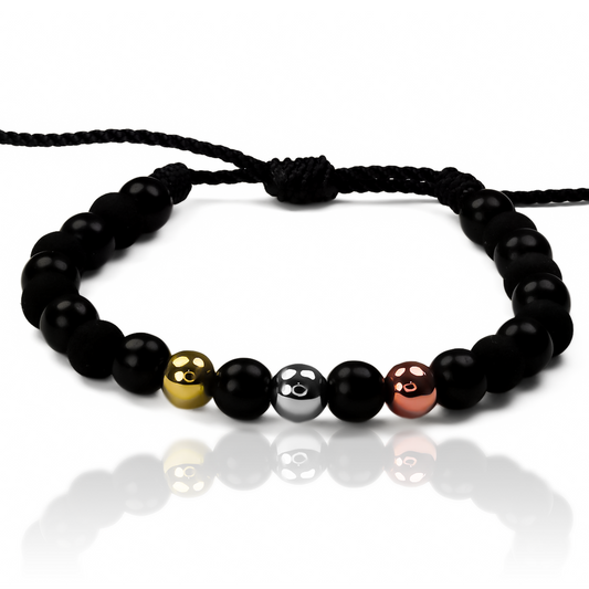 Pulsera esferas # 6 3 oros. Fabricada en Oro 18K por Joyería Caracas, cuenta con garantía de por vida.