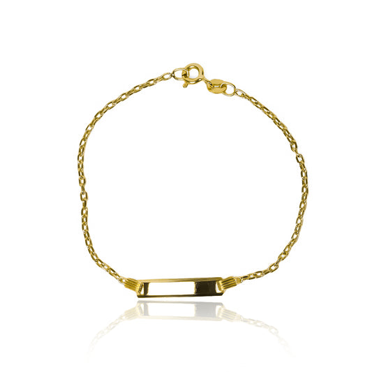 Pulsera esclava plana seguida I fabricado en oro 18K. Además, cuenta con garantía para toda la vida.
