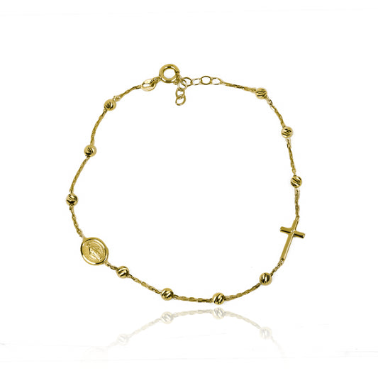 Denario facetado M I, fabricado en Oro 18K por Joyería Caracas, cuenta con garantía para toda la vida.